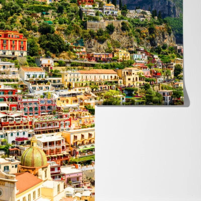 Fototapeta kolorowa panorama nadmorskiego miasteczka na klifie – Wallissimo® Fototapeta kolorowa panorama nadmorskiego miasteczka na klifie – Wallissimo®