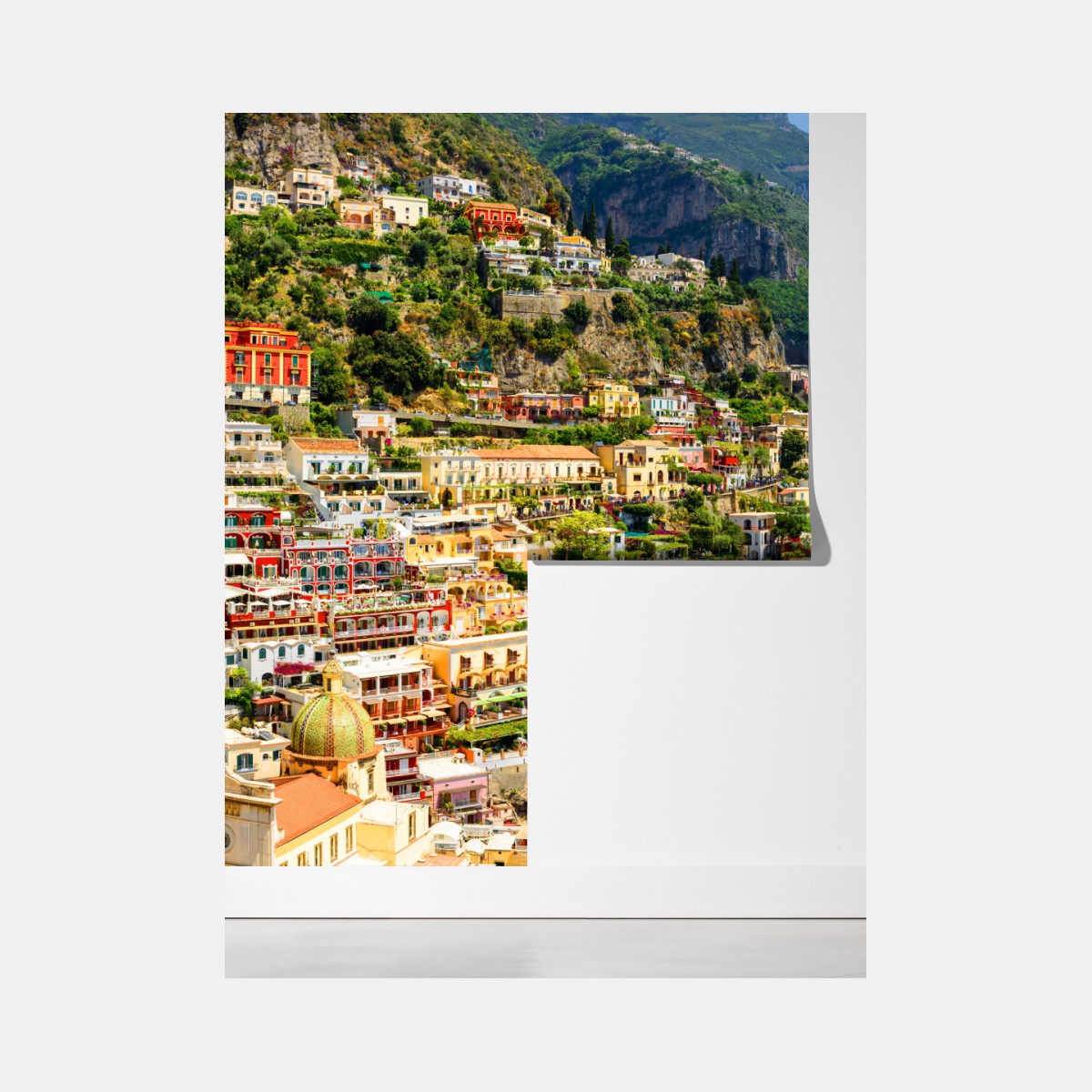 Fototapeta kolorowa panorama nadmorskiego miasteczka na klifie – Wallissimo® Fototapeta kolorowa panorama nadmorskiego miasteczka na klifie – Wallissimo®