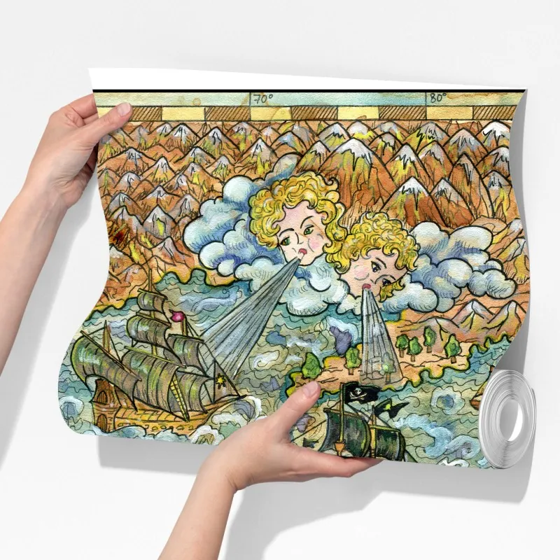 Fototapeta bajkowa mapa skarbów w technice akwareli – Wallissimo® Fototapeta bajkowa mapa skarbów w technice akwareli – Wallissimo®