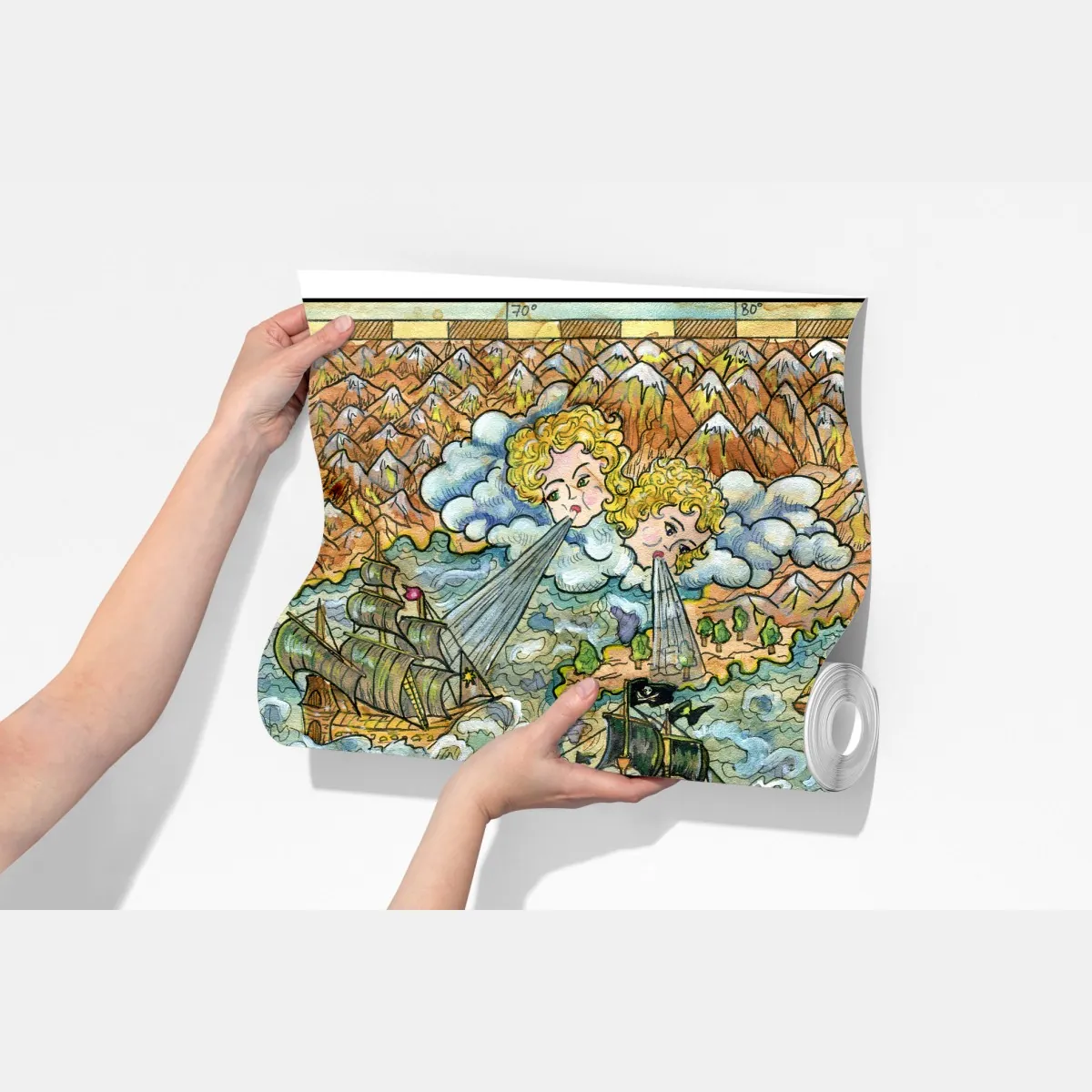 Fototapeta bajkowa mapa skarbów w technice akwareli – Wallissimo® Fototapeta bajkowa mapa skarbów w technice akwareli – Wallissimo®