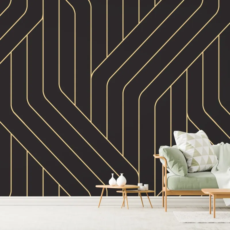 Fototapeta geometryczny wzór art deco w czerni i złocie