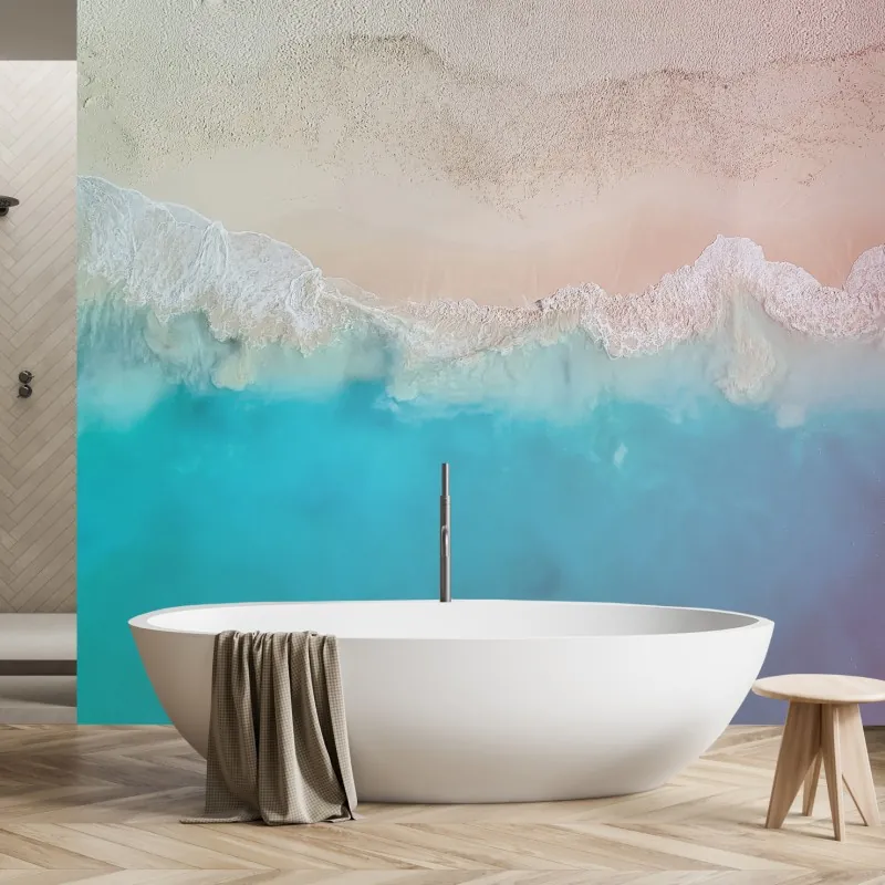 Fototapeta pastelowa turkusowa plaża z lotu ptaka