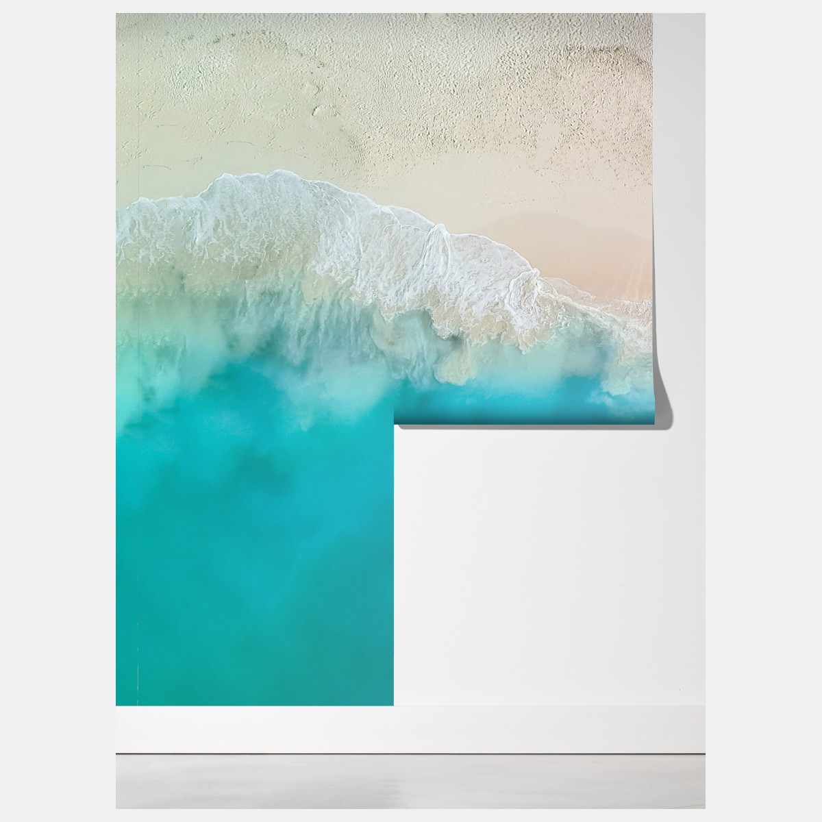 Fototapeta pastelowa turkusowa plaża z lotu ptaka – Wallissimo® Fototapeta pastelowa turkusowa plaża z lotu ptaka – Wallissimo®