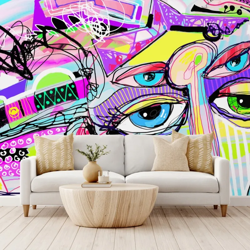 Fototapeta abstrakcyjna twarz w żywych kolorach