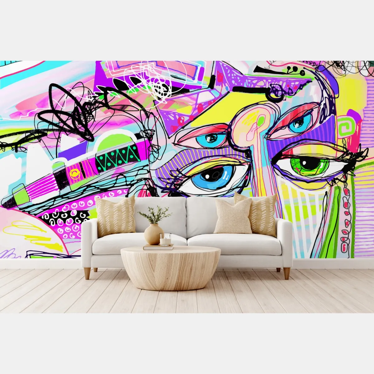 Fototapeta abstrakcyjna twarz w żywych kolorach – Wallissimo® Fototapeta abstrakcyjna twarz w żywych kolorach – Wallissimo®