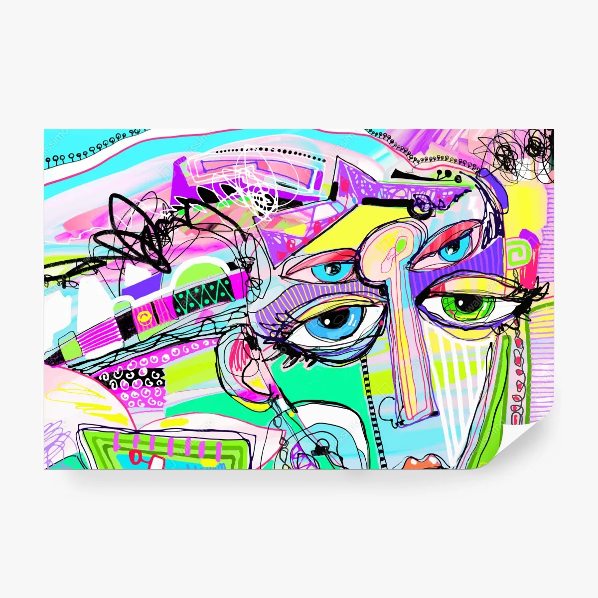 Fototapeta abstrakcyjna twarz w żywych kolorach – Wallissimo® Fototapeta abstrakcyjna twarz w żywych kolorach – Wallissimo®