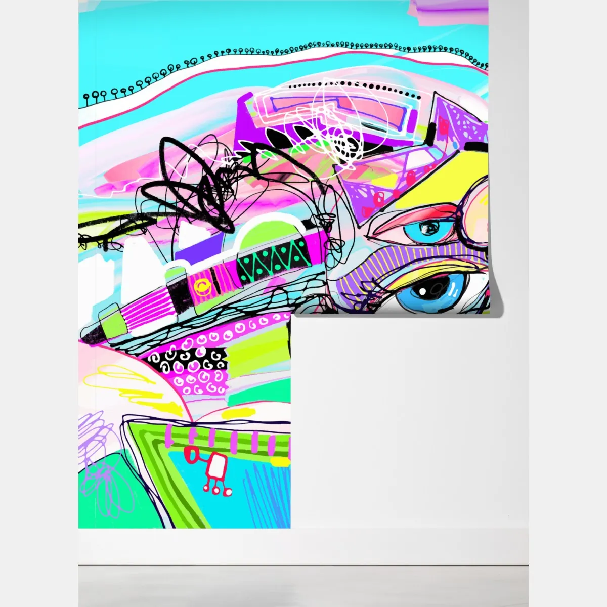 Fototapeta abstrakcyjna twarz w żywych kolorach – Wallissimo® Fototapeta abstrakcyjna twarz w żywych kolorach – Wallissimo®