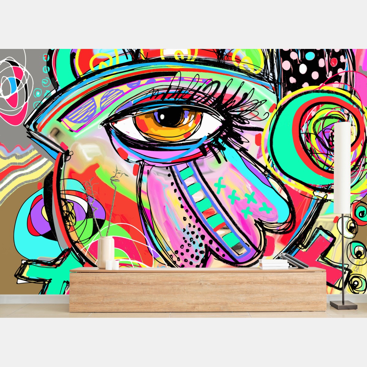 Wall mural vibrant abstract eye portrait
