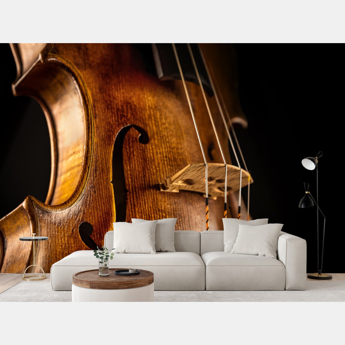 Wall mural warm wooden violin close-up