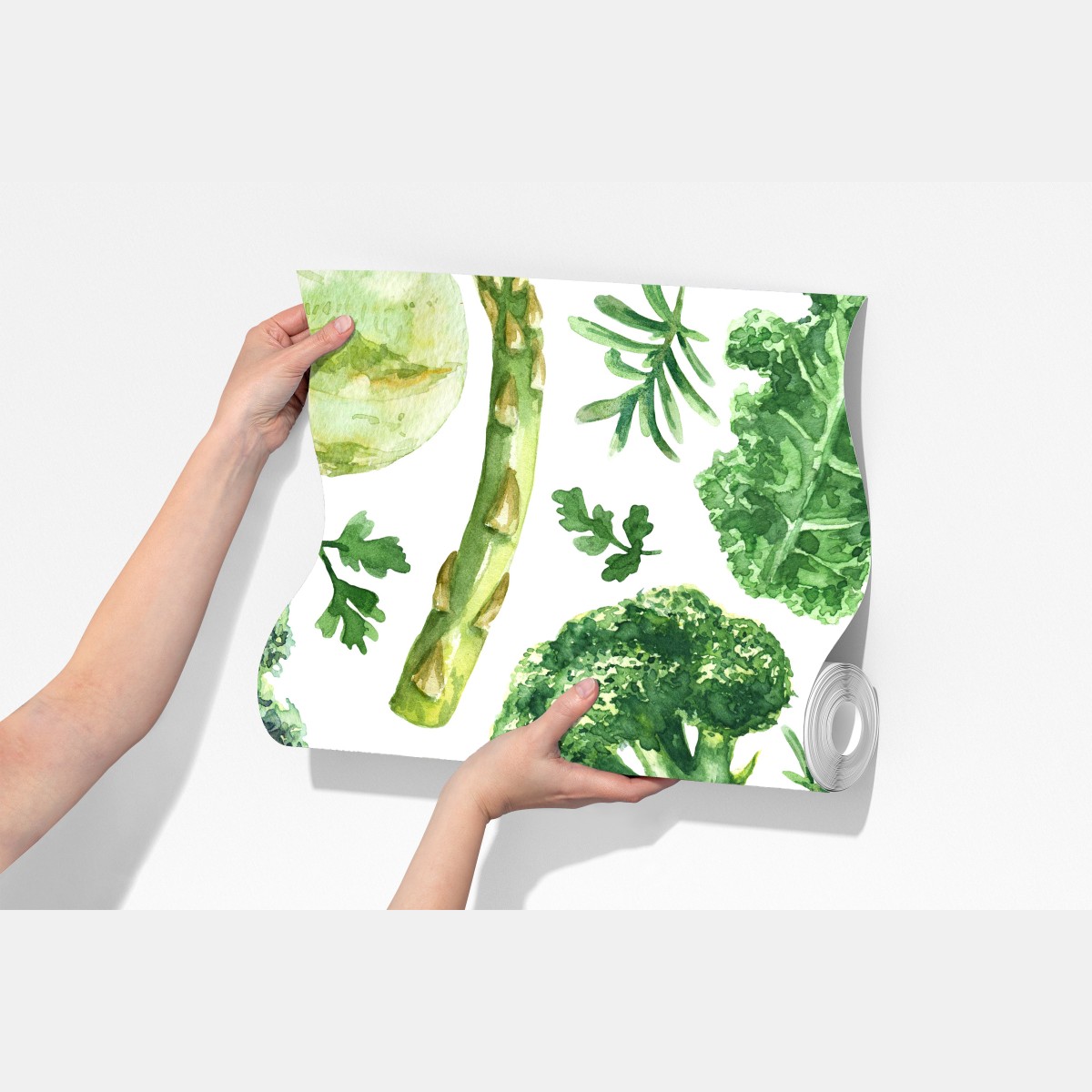 Fototapeta akwarelowy wzór zielonych warzyw – Wallissimo® Fototapeta akwarelowy wzór zielonych warzyw – Wallissimo®