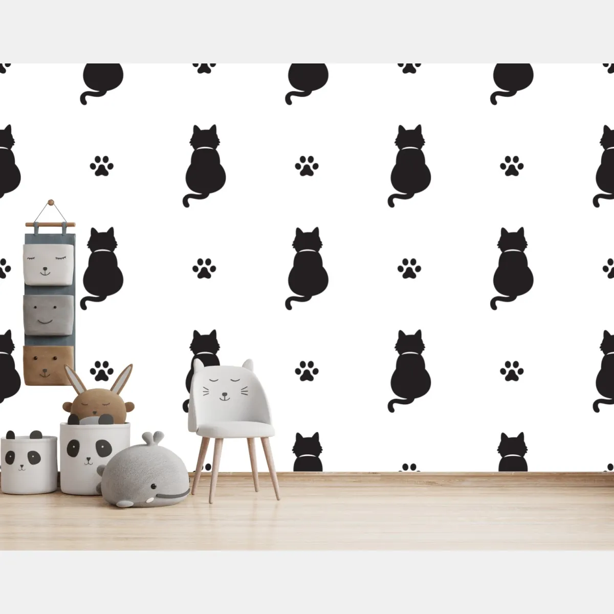 Fototapeta wzór czarnych sylwetek kotów – Wallissimo® Fototapeta wzór czarnych sylwetek kotów – Wallissimo®