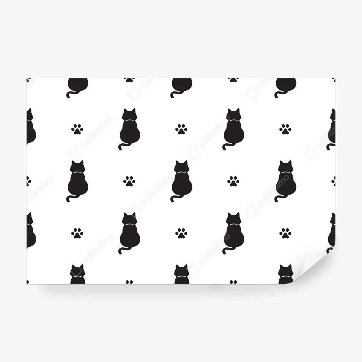 Fototapeta wzór czarnych sylwetek kotów – Wallissimo® Fototapeta wzór czarnych sylwetek kotów – Wallissimo®