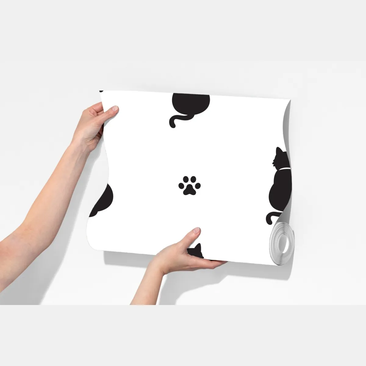 Fototapeta wzór czarnych sylwetek kotów – Wallissimo® Fototapeta wzór czarnych sylwetek kotów – Wallissimo®