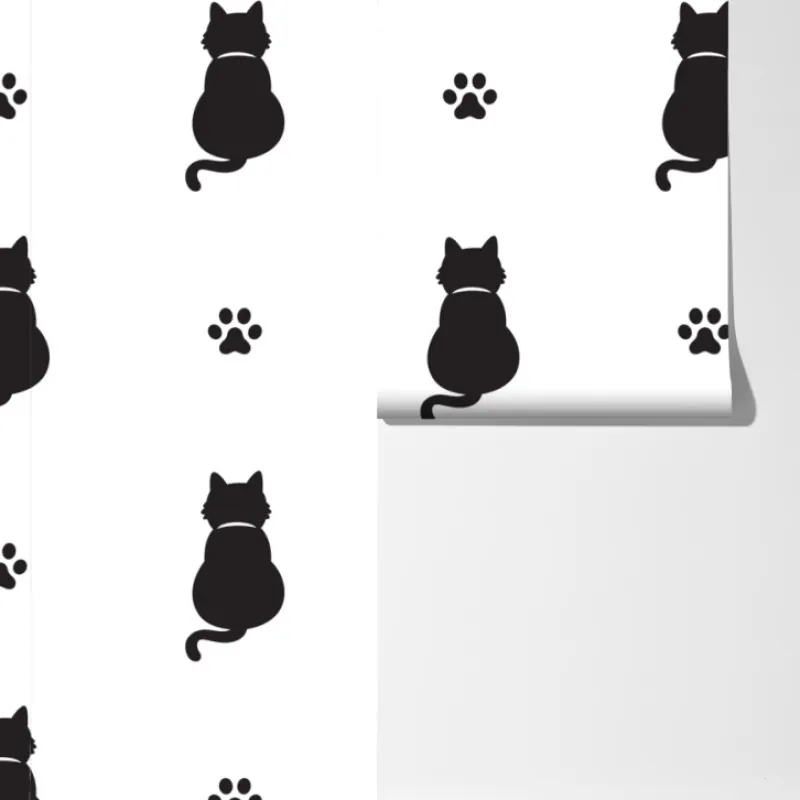 Fototapeta wzór czarnych sylwetek kotów – Wallissimo® Fototapeta wzór czarnych sylwetek kotów – Wallissimo®