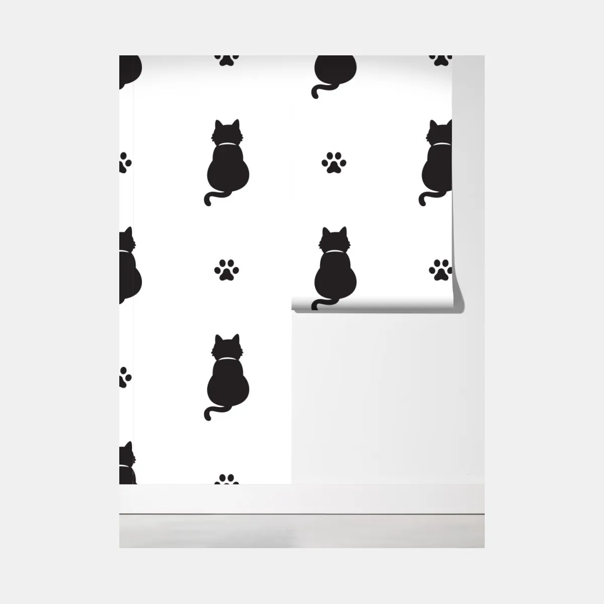 Fototapeta wzór czarnych sylwetek kotów – Wallissimo® Fototapeta wzór czarnych sylwetek kotów – Wallissimo®