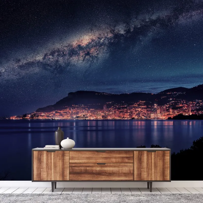 Fototapeta nocna zatoka pod rozgwieżdżonym niebem