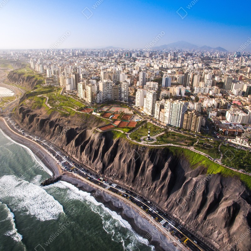Fototapeta panorama wybrzeża Miraflores, Lima – Wallissimo® Fototapeta panorama wybrzeża Miraflores, Lima – Wallissimo®