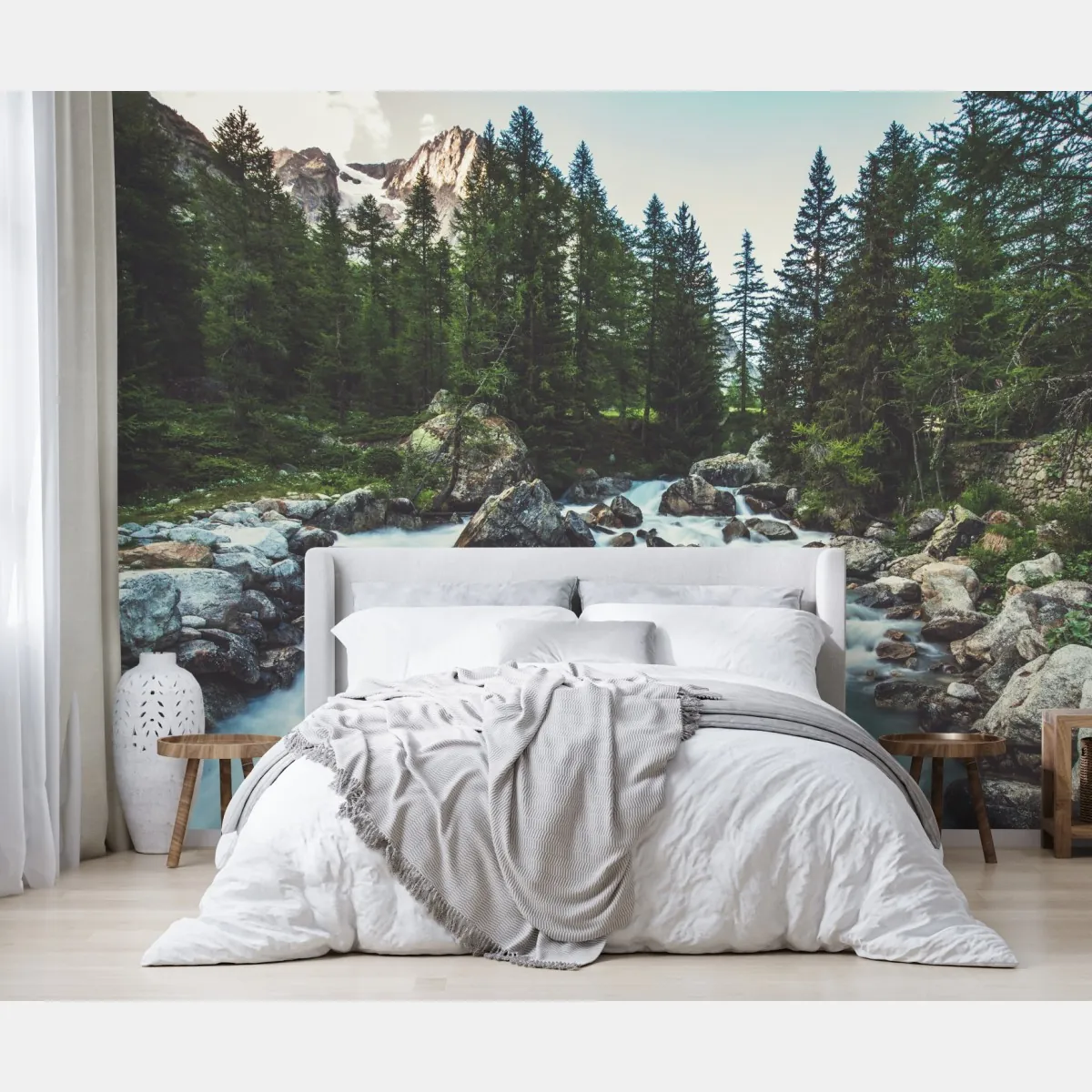 Fototapeta malownicza alpejska rzeka w Ferret Valley – Wallissimo® Fototapeta malownicza alpejska rzeka w Ferret Valley – Wallissimo®