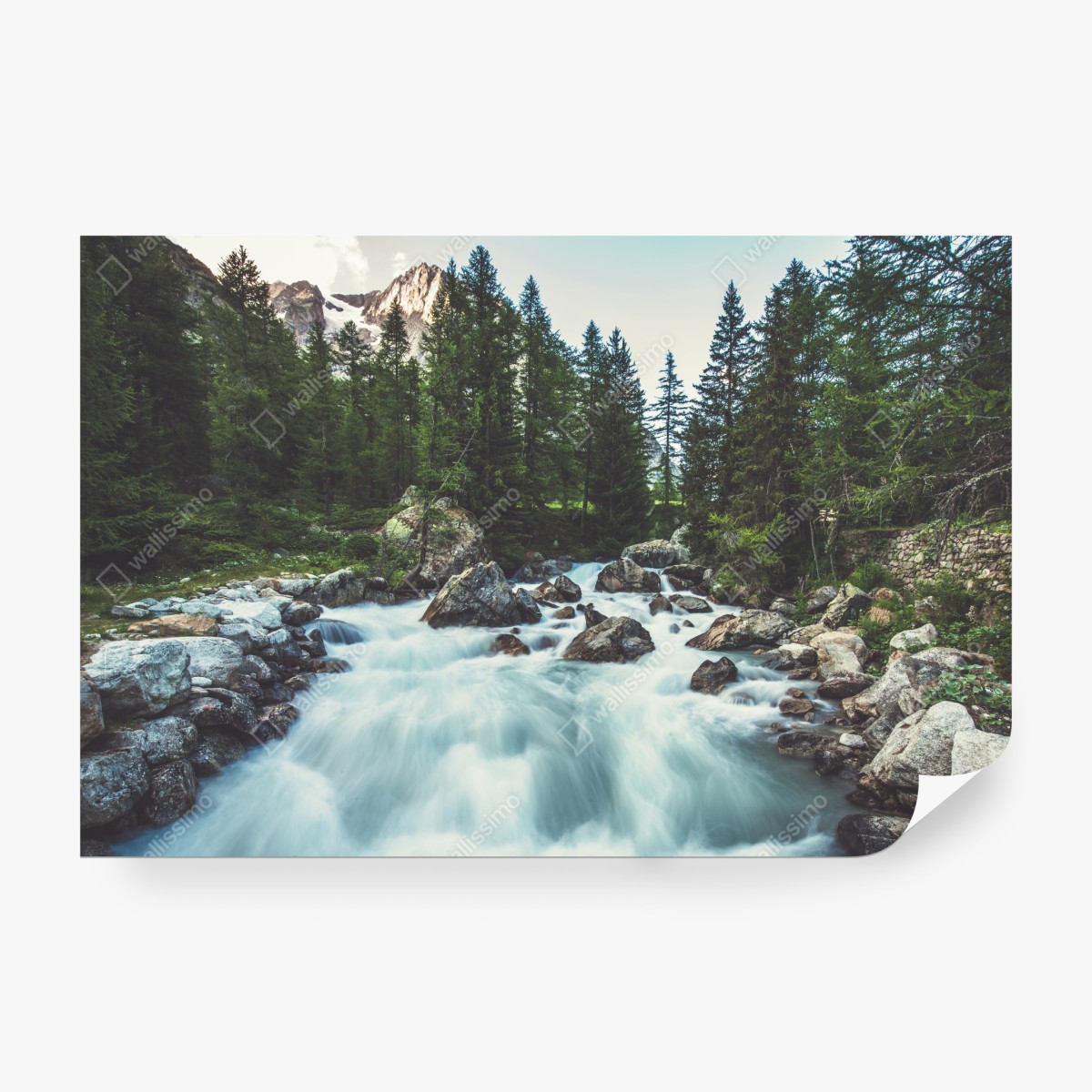 Fototapeta malownicza alpejska rzeka w Ferret Valley – Wallissimo® Fototapeta malownicza alpejska rzeka w Ferret Valley – Wallissimo®