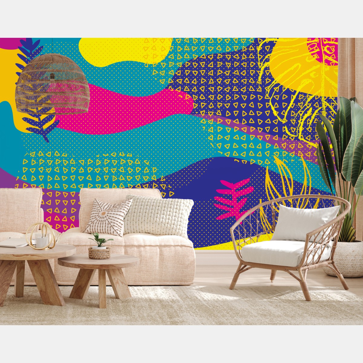 Wall mural vibrant abstract tropical pattern