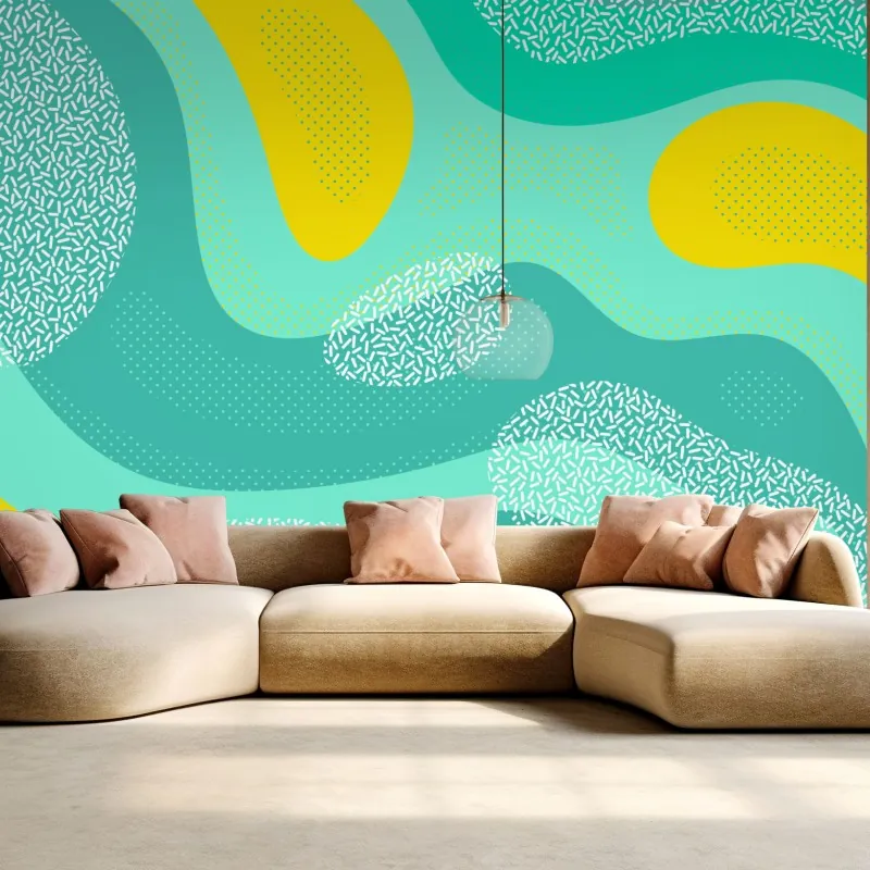 Fototapeta turkusowo-żółty abstrakcyjny wzór