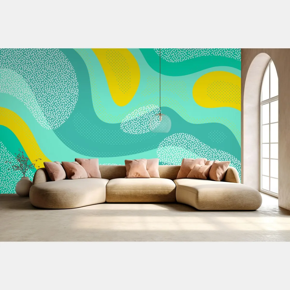 Fototapeta turkusowo-żółty abstrakcyjny wzór – Wallissimo® Fototapeta turkusowo-żółty abstrakcyjny wzór – Wallissimo®