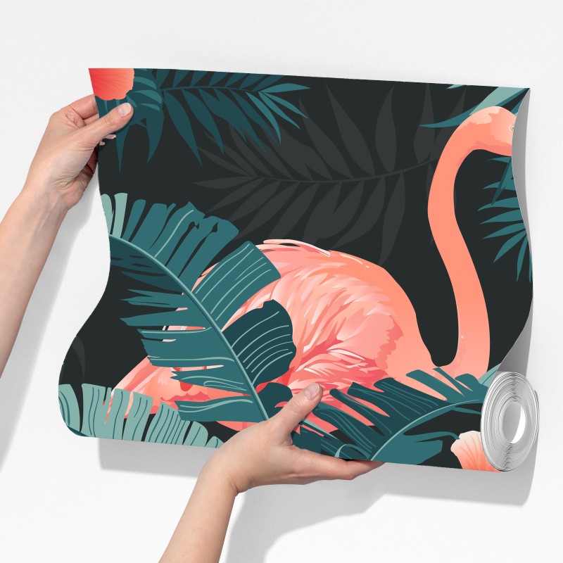 Fototapeta tropikalny wzór z różowymi flamingami – Wallissimo® Fototapeta tropikalny wzór z różowymi flamingami – Wallissimo®