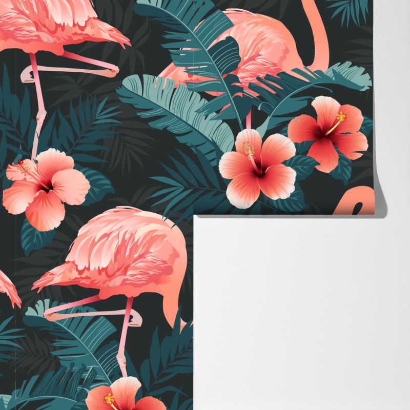 Fototapeta tropikalny wzór z różowymi flamingami – Wallissimo® Fototapeta tropikalny wzór z różowymi flamingami – Wallissimo®