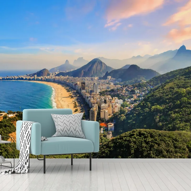 Fototapeta Copacabana i Ipanema panoramiczny widok z lotu ptaka – Wallissimo® Fototapeta Copacabana i Ipanema panoramiczny widok z lotu ptaka – Wallissimo®