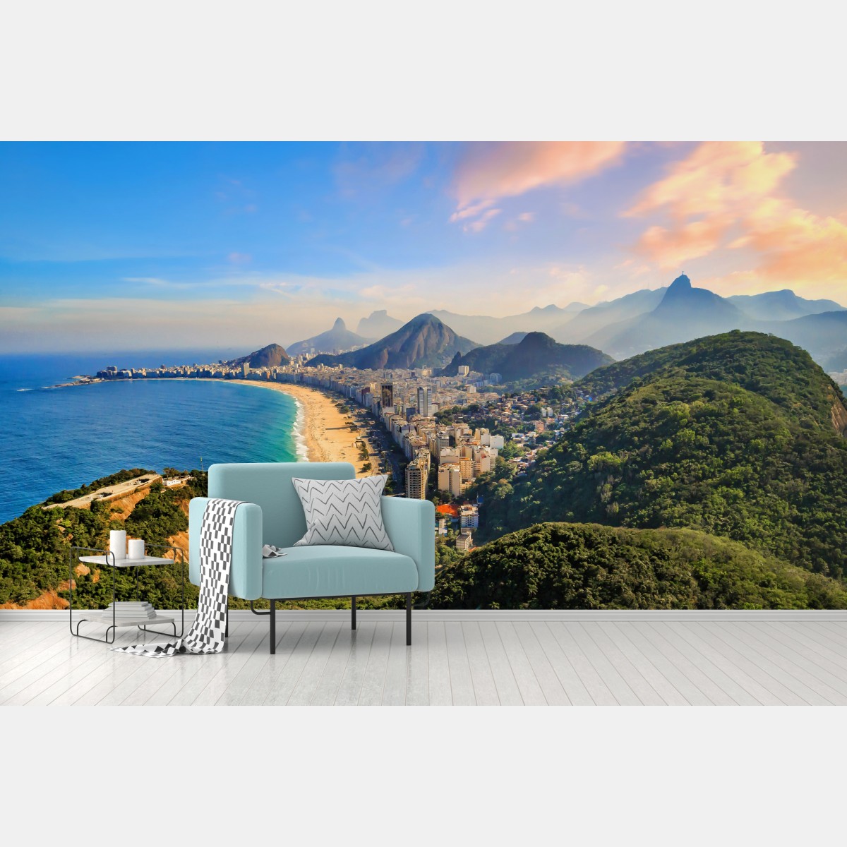 Wall mural Copacabana and Ipanema aerial panorama