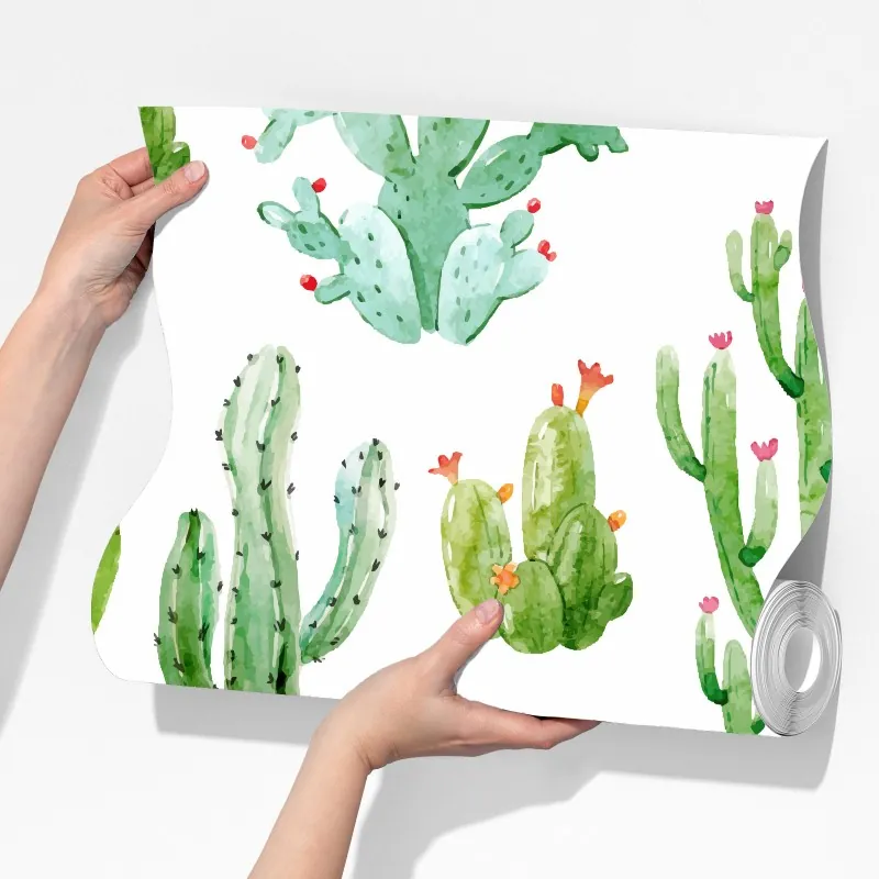 Fototapeta akwarelowy wzór ogrodu kaktusów – Wallissimo® Fototapeta akwarelowy wzór ogrodu kaktusów – Wallissimo®