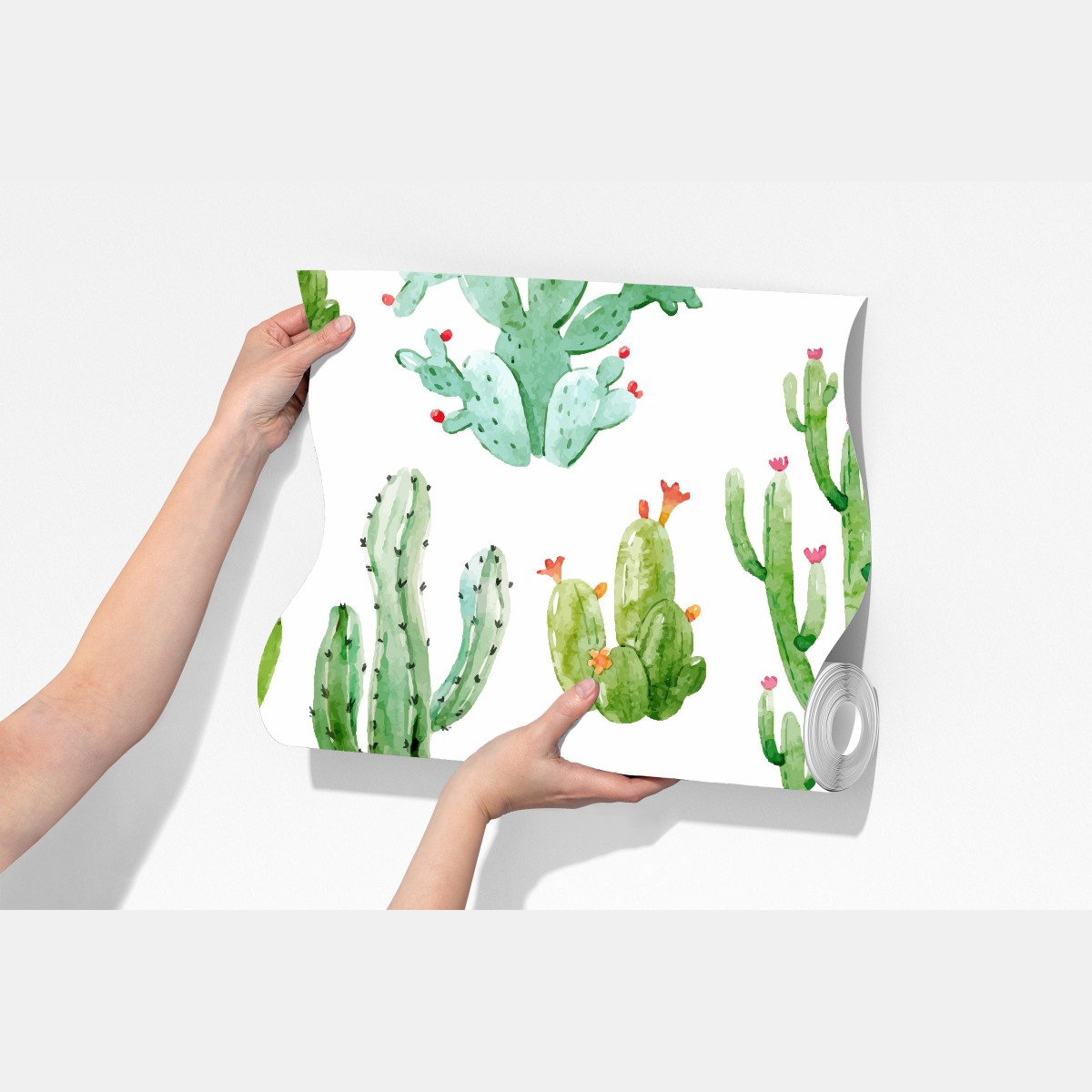 Fototapeta akwarelowy wzór ogrodu kaktusów – Wallissimo® Fototapeta akwarelowy wzór ogrodu kaktusów – Wallissimo®