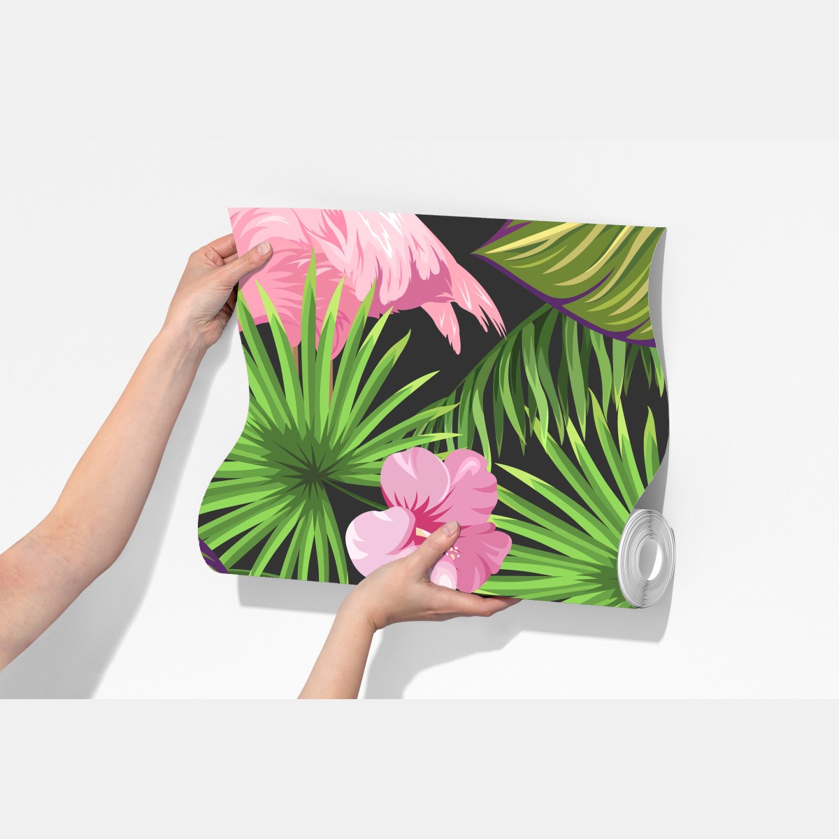 Fototapeta różowy wzór z flamingami i tropikalnymi liśćmi – Wallissimo® Fototapeta różowy wzór z flamingami i tropikalnymi liśćmi – Wallissimo®