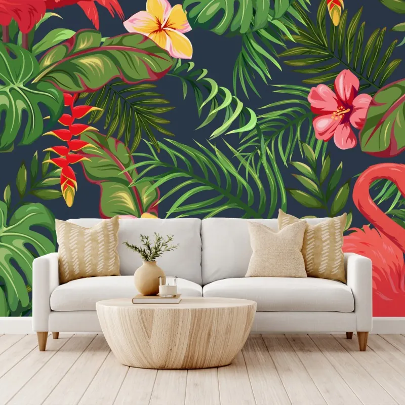 Fototapeta tropikalny wzór z flamingami