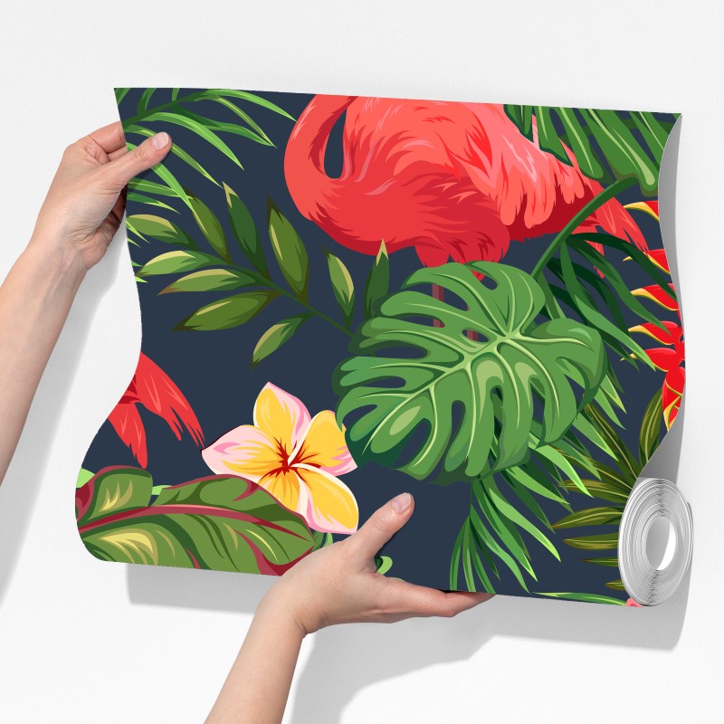 Fototapeta tropikalny wzór z flamingami – Wallissimo® Fototapeta tropikalny wzór z flamingami – Wallissimo®