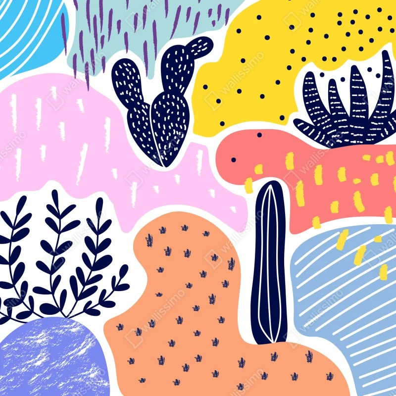 Fototapeta zabawny abstrakcyjny wzór roślinny – Wallissimo® Fototapeta zabawny abstrakcyjny wzór roślinny – Wallissimo®