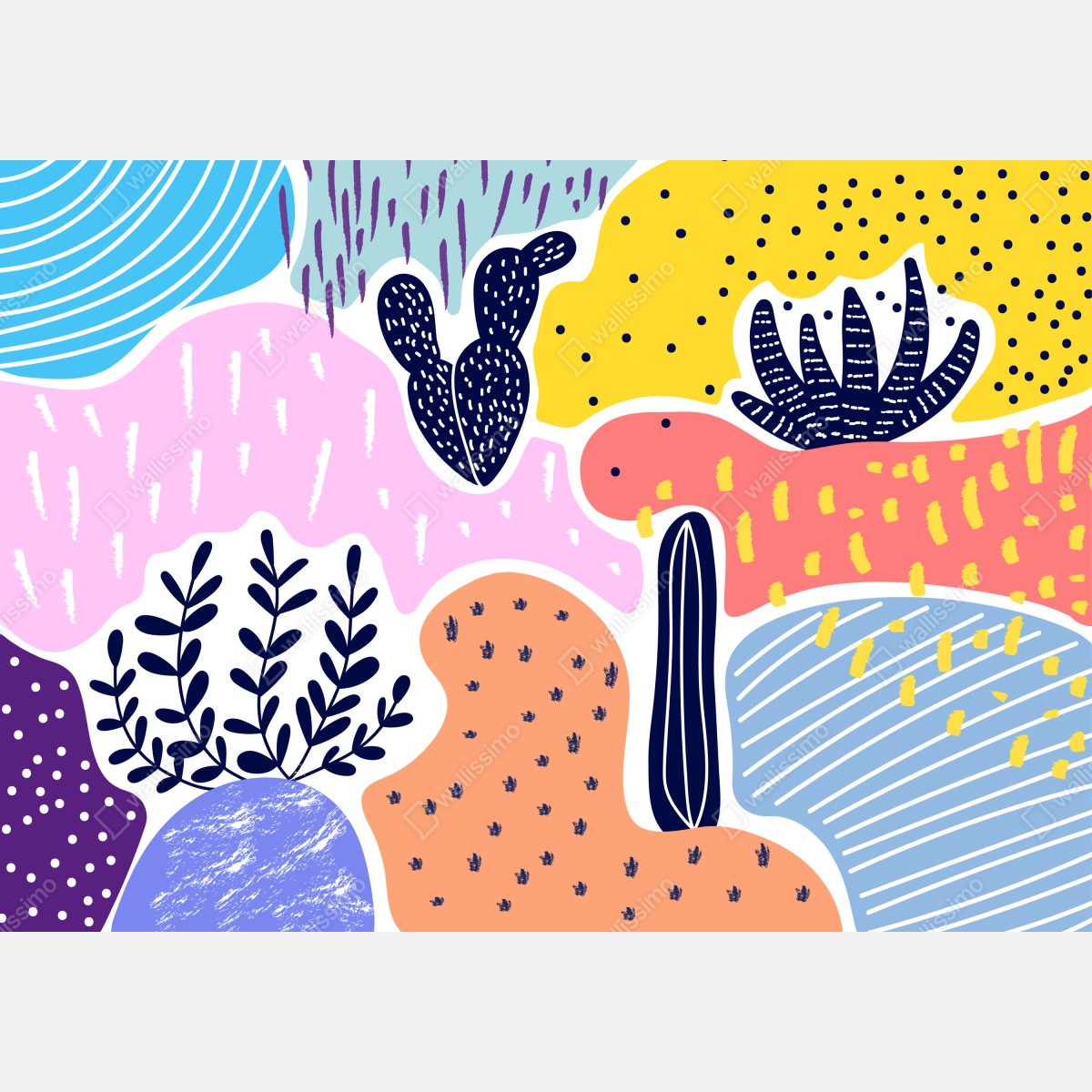 Fototapeta zabawny abstrakcyjny wzór roślinny – Wallissimo® Fototapeta zabawny abstrakcyjny wzór roślinny – Wallissimo®