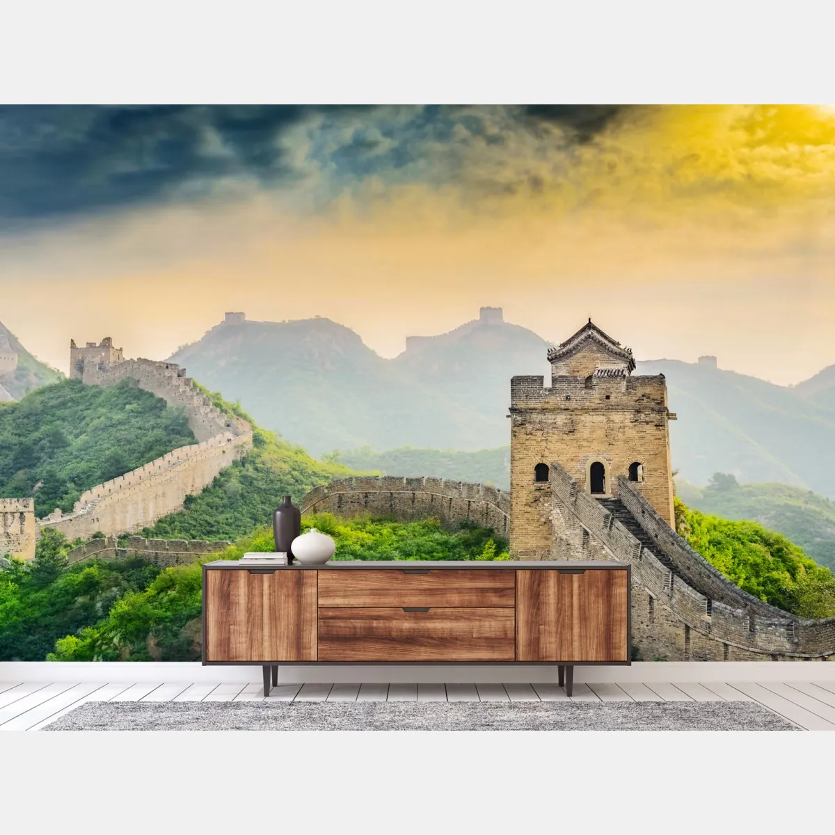 Fototapeta wschód słońca nad Wielkim Murem Chińskim – Wallissimo® Fototapeta wschód słońca nad Wielkim Murem Chińskim – Wallissimo®