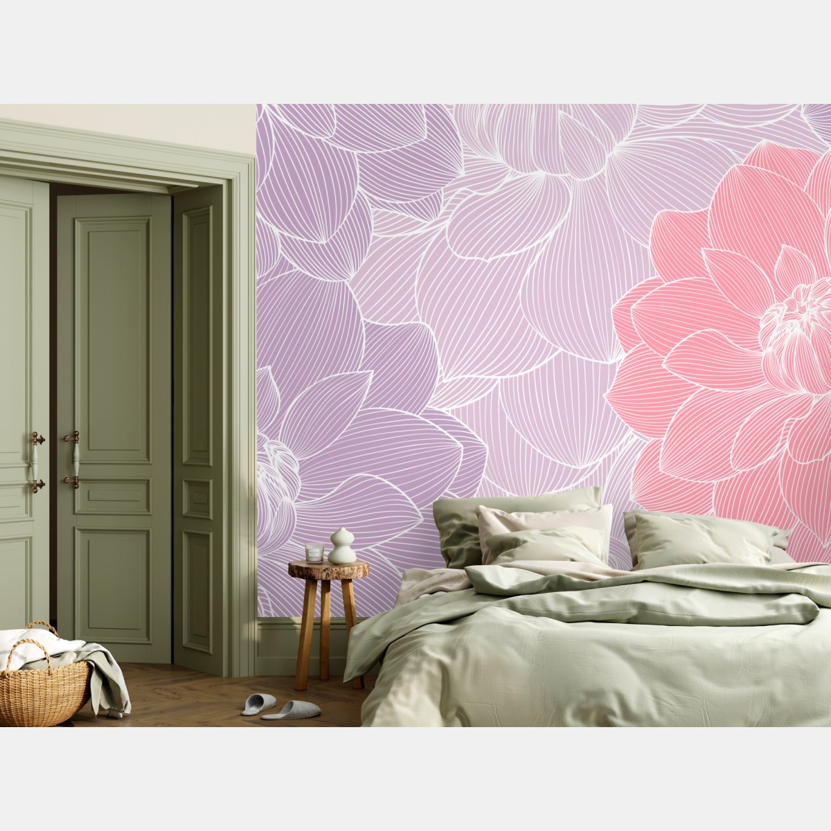 Wall mural soft pastel floral bloom pattern