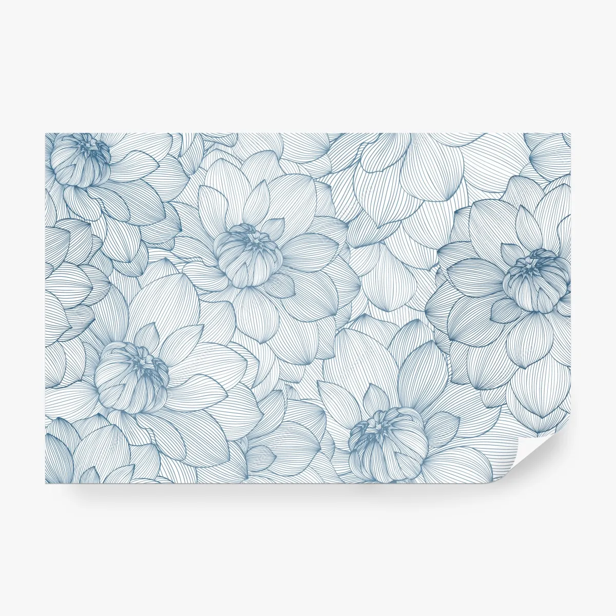Fototapeta delikatny, liniowy wzór kwiatowy w odcieniach niebieskiego – Wallissimo® Fototapeta delikatny, liniowy wzór kwiatowy w odcieniach niebieskiego – Wallissimo®