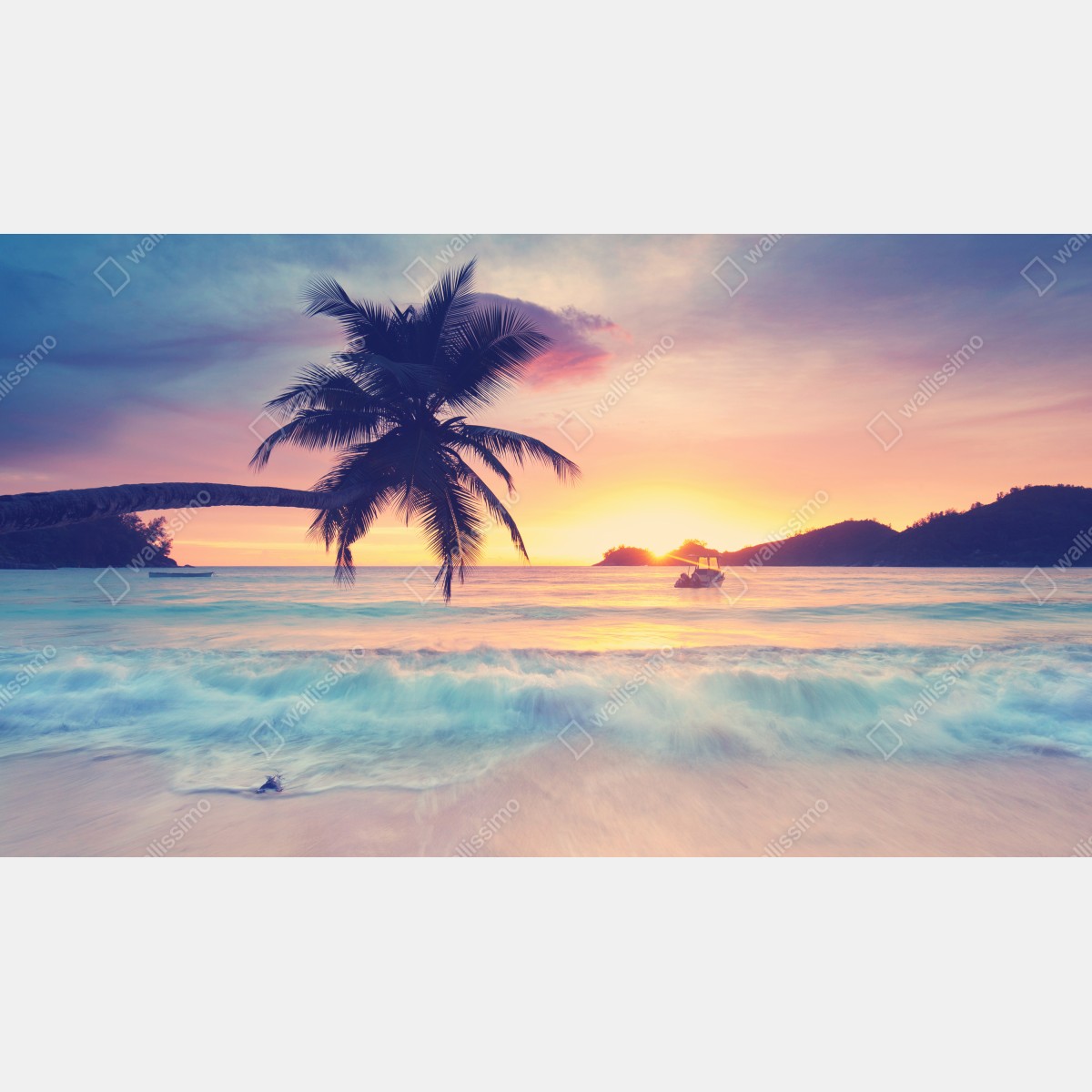 Fototapeta tropikalny pastelowy zachód słońca nad morzem – Wallissimo® Fototapeta tropikalny pastelowy zachód słońca nad morzem – Wallissimo®