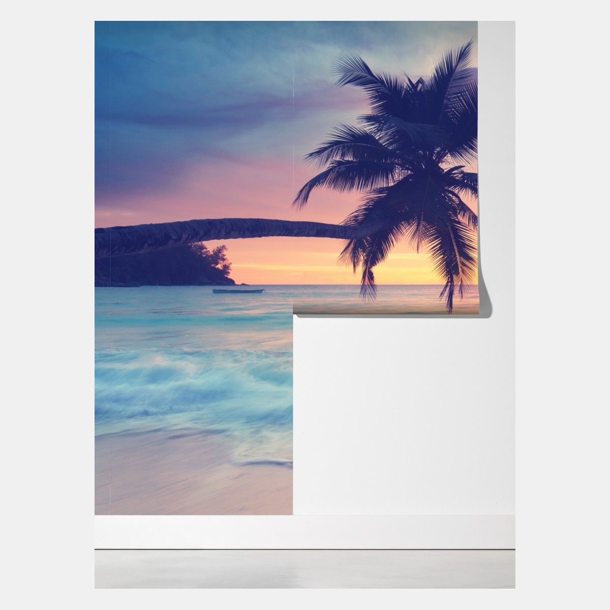 Fototapeta tropikalny pastelowy zachód słońca nad morzem – Wallissimo® Fototapeta tropikalny pastelowy zachód słońca nad morzem – Wallissimo®