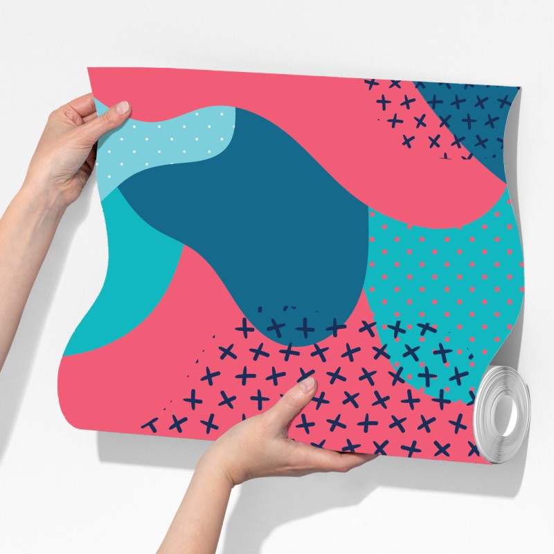 Fototapeta abstrakcyjny falisty wzór w turkusie i koralu – Wallissimo® Fototapeta abstrakcyjny falisty wzór w turkusie i koralu – Wallissimo®