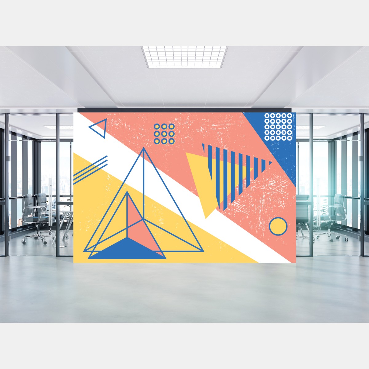 Wall mural pastel geometric shapes composition