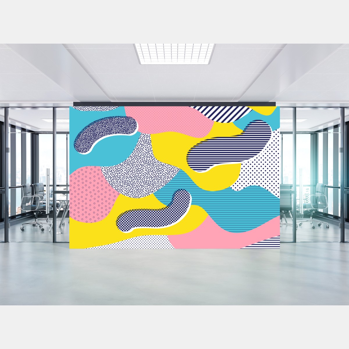 Wall mural playful abstract memphis pattern