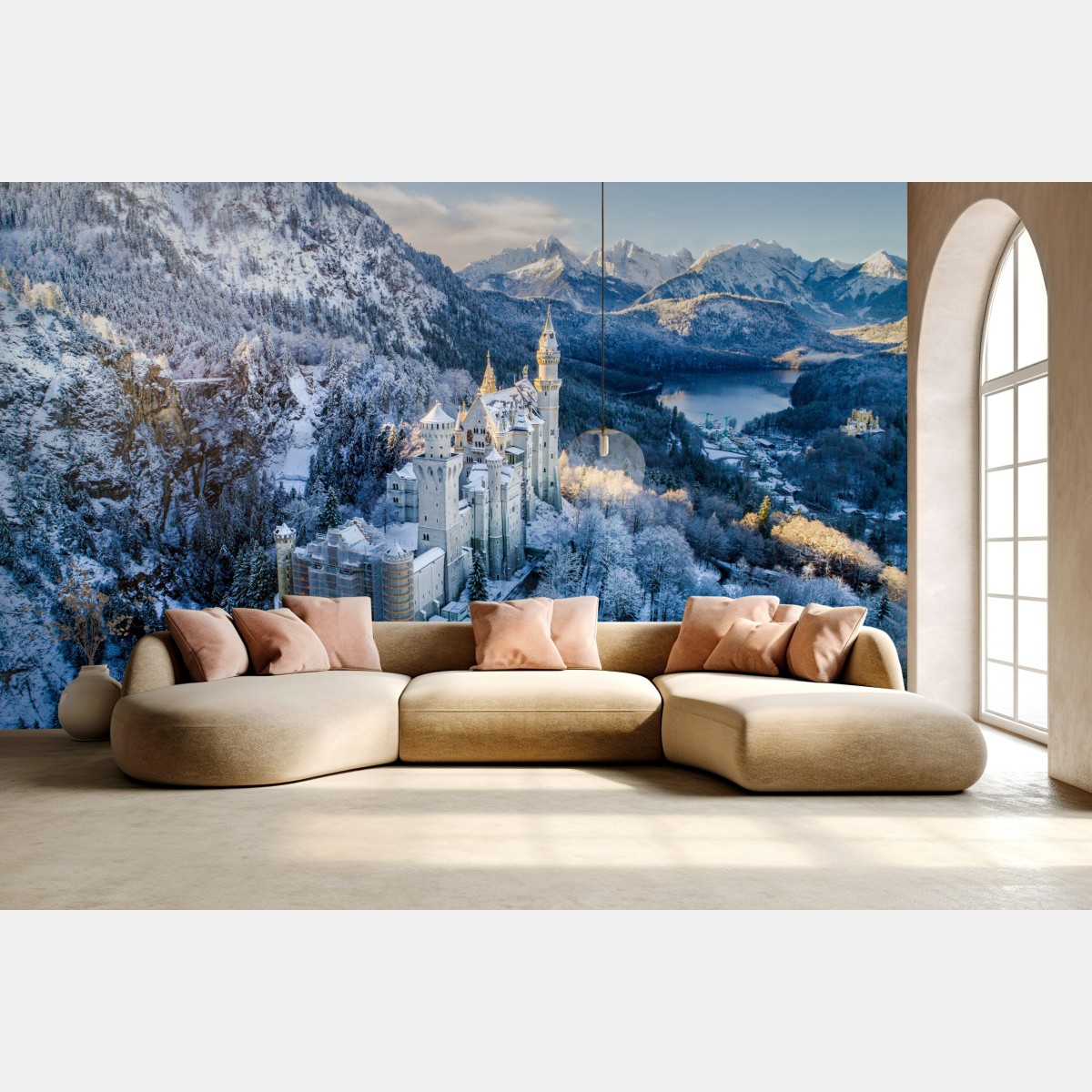 Wall mural winter castle in snowy mountains