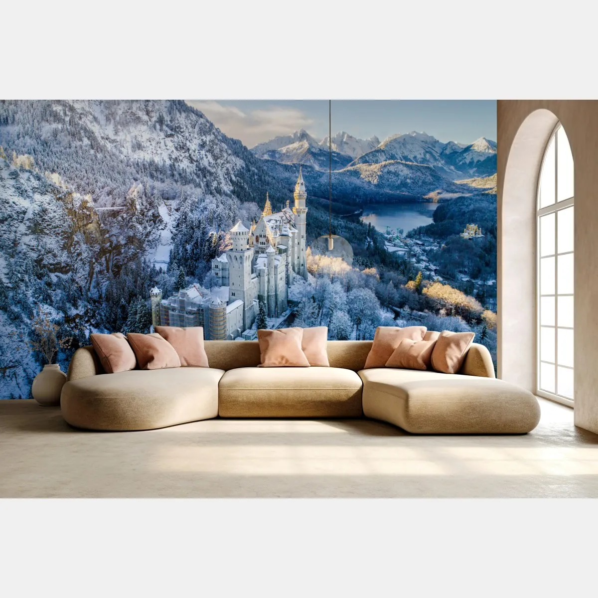 Fototapeta zimowy zamek w ośnieżonych górach – Wallissimo® Fototapeta zimowy zamek w ośnieżonych górach – Wallissimo®