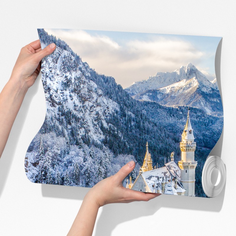 Fototapeta zimowy zamek w ośnieżonych górach – Wallissimo® Fototapeta zimowy zamek w ośnieżonych górach – Wallissimo®