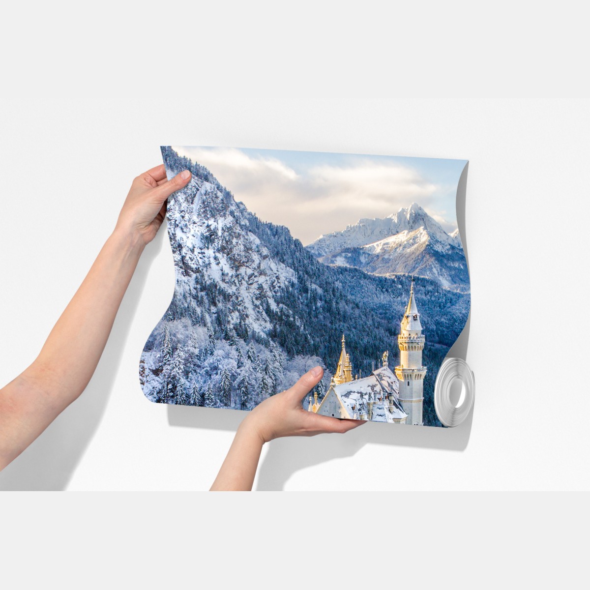 Fototapeta zimowy zamek w ośnieżonych górach – Wallissimo® Fototapeta zimowy zamek w ośnieżonych górach – Wallissimo®