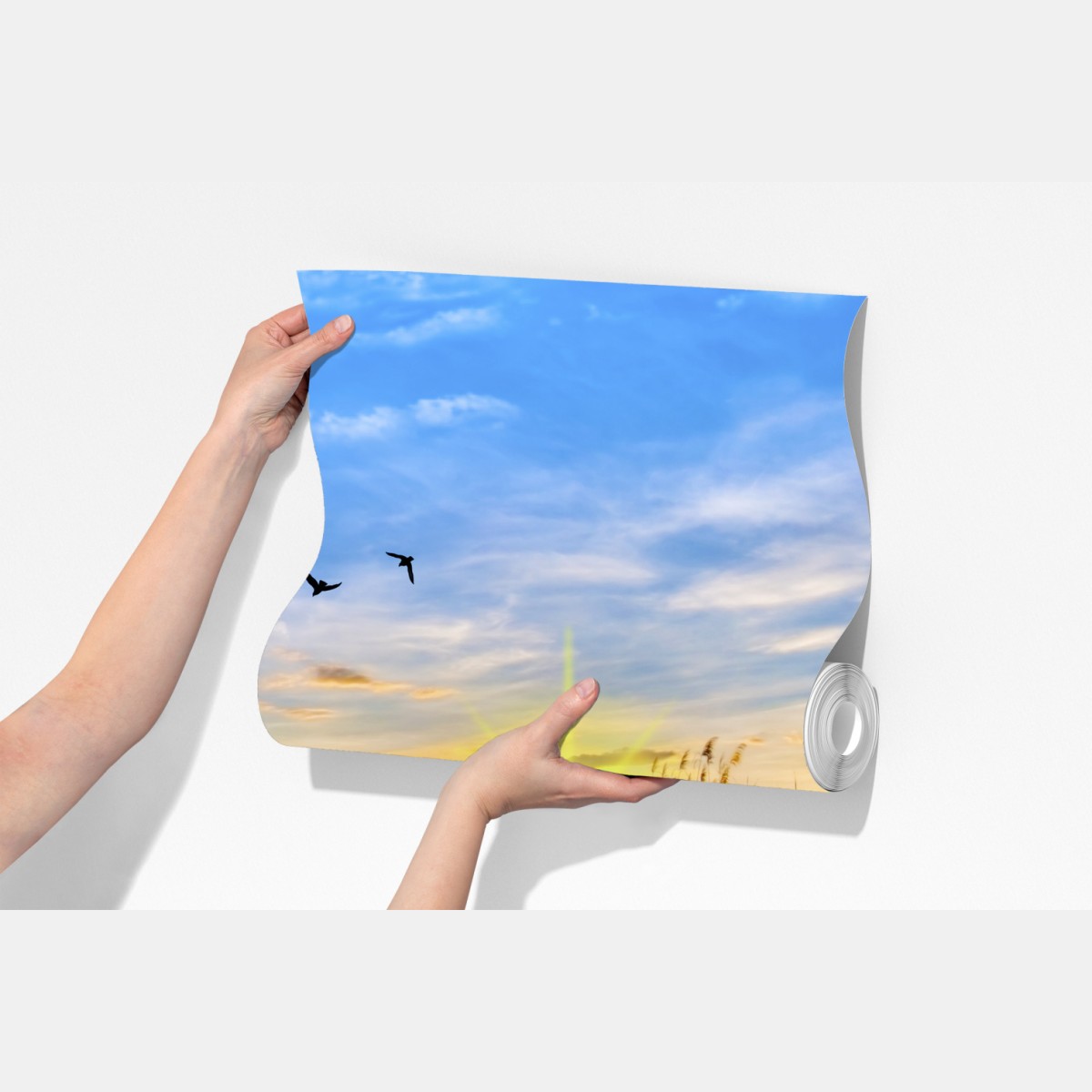 Fototapeta zachód słońca nad jeziorem z łodzią przy pomoście – Wallissimo® Fototapeta zachód słońca nad jeziorem z łodzią przy pomoście – Wallissimo®